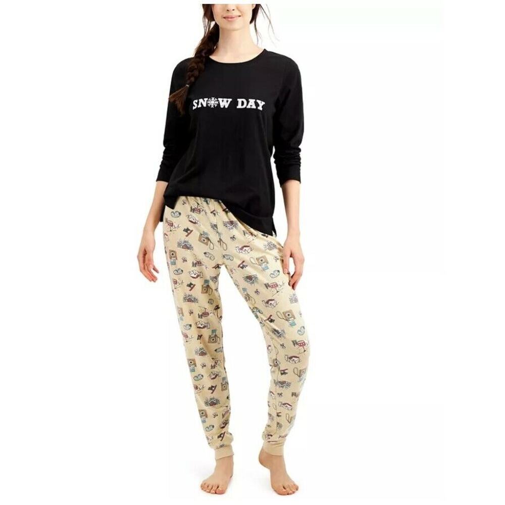 Family Pajamas Women Ski Vintage Family Pajama 2 Piece Set Multi Size L